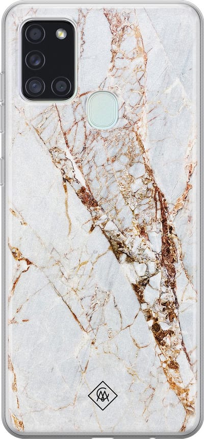Casimoda® hoesje - Geschikt voor Samsung A21s - Marmer Goud - Backcover - Siliconen/TPU - Bruin