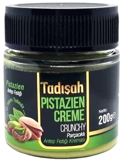 Abdurrahman Tatlıcı Tadısah Pistachecrème Pistache Pasta ( geen reuzel of additieven geen transvet ) - Tadısah Fıstık Kreması (domuz yağı, katkı maddesi ve trans yağ içermez) - Tadısah Pistachio Cream (no lard or additives no trans fat) 200 gr