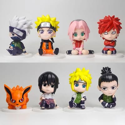 Ensemble de 8 pièces Figurine Anime Naruto Kakashi Sasuke Uchiha Itachi Gaara Haruno Sakura Figurine d'Action Version Q Modèle en PVC Jouets pour Enfants Cadeau