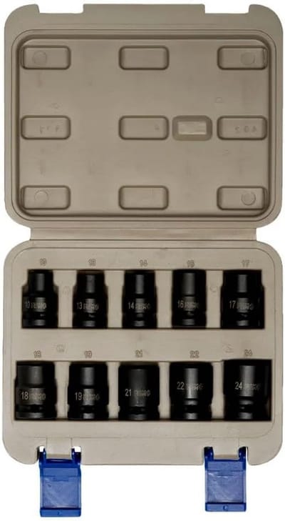 Doppenset - Slagdoppen Set - Klusserij Werk - 1/2 Inch Aandrijving - 10 Stuks - Metaal