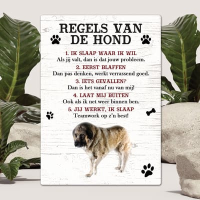Spreuken - Kaukasische Aucharka - Regels Van De Hond - Spreuken Bordjes - Spreukenbord - Tekstborden - Cadeau - Hondenras