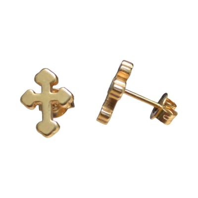 Aramat Jewels - Oorbellen kruisje - Goudkleurig stainless steel - Nikkelarm