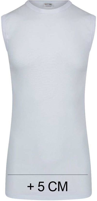 Beeren heren mouwloos shirt katoen Extra lang - Shirt zonder mouwen - wit Ondershirt - XL