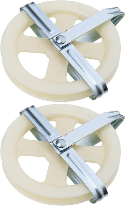 Dailygoods- Waslijn Katrol 15,5 cm - 2x Waslijn Uittrekbaar - Duurzaam Impactplastic - Ondersteuning voor Touw tot 3/8" - Eenvoudig te Installeren - Wit