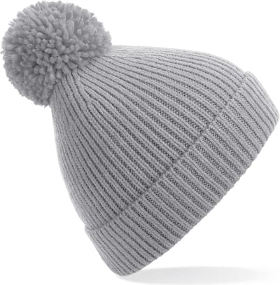 Result Wintermuts - lichtgrijs - met pompom - gebreid - wintermuts - voor volwassenen