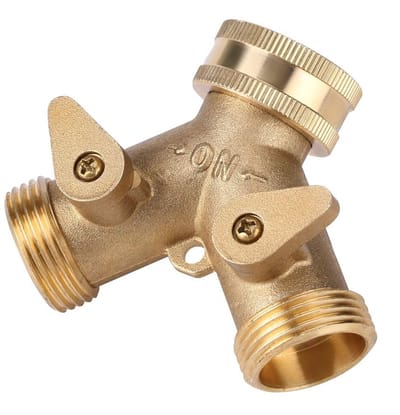 Allecto - 2-weg slang splitter - Tuinslang connector - Ideaal voor meerdere irrigatiepunten - Europese draad - Messing - Duurzaam en corrosiebesten...