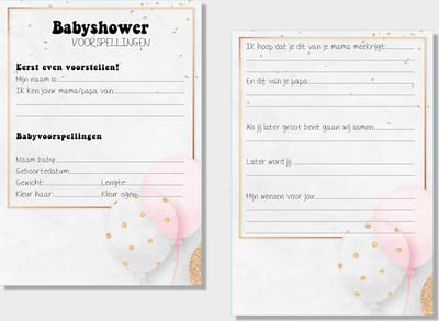 2x20 leuke Babyshowerkaarten | Babyshower | spelletje invulkaarten (A5 formaat) 2x20Babyshower07
