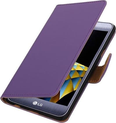 Paars Effen booktype wallet cover hoesje voor LG X Cam
