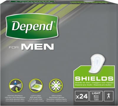 Depend verband - Incontinentie en urineverlies - Mannen - Shields - 24 stuks
