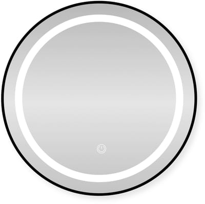 SensaHome Ronde LED Badkamerspiegel – Dimbaar Wandspiegel met Verlichting – Metalen Frame – 2700K/4500K/6400K – 50 cm – Zwart