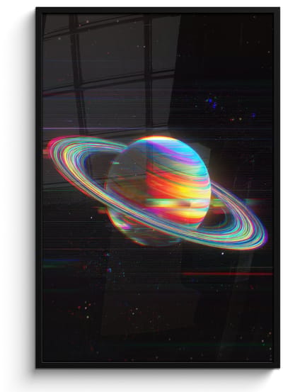 Poster in lijst - Fotolijst 80x120 cm - Posters - Planeet - Cirkel - Kleurrijk - Posterlijst zwart - Decoratie - Wanddecoratie woonkamer - Muurdecoratie slaapkamer