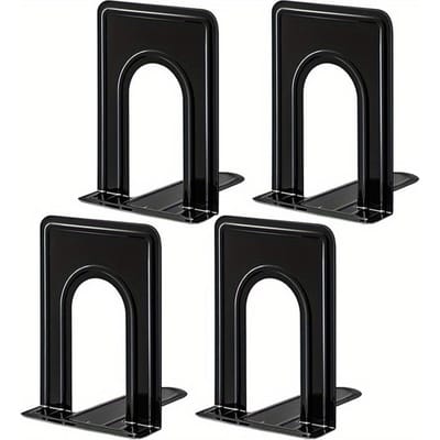 4 Stuks Decoratieve Boekensteunen, Zware Boekensteunen voor Planken, Metalen Boekensteunen voor Zware Boeken, Boekenplank Houder Kantoor Boekensteunen Zwart Pack of 4 zwart
