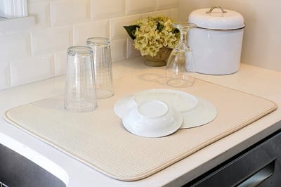Microvezel Schotel Droogmatten Super Absorberende Droogmat voor gerechten Super Absorberend 40cm x 46cm 2 Pack Cream