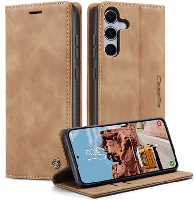 CaseMe Hoesje - Geschikt voor Samsung Galaxy S25 FE Hoesje - CaseMe 013 Book Case - Bruin