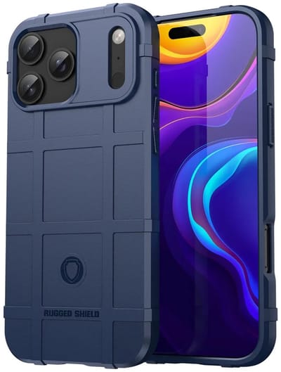 MobyDefend Hoesje - Geschikt voor iPhone 17 Pro - Rugged Shield TPU Backcover - Blauw