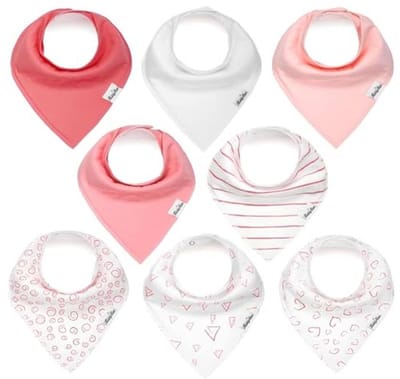 Baby Slabbetjes - Kwijlslabbetjes Bandana - Voeden en Spelen - Zacht Organisch Katoen - Set van 8 - Meerdere Kleuren
