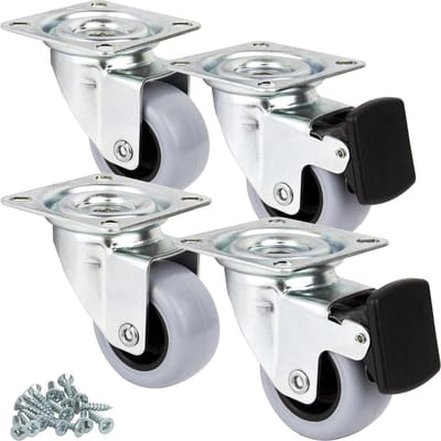 Meubelwielen set van 4 - zware zwenkwielen 50 mm - meubelwielen voor meubels - transportwielen met rem