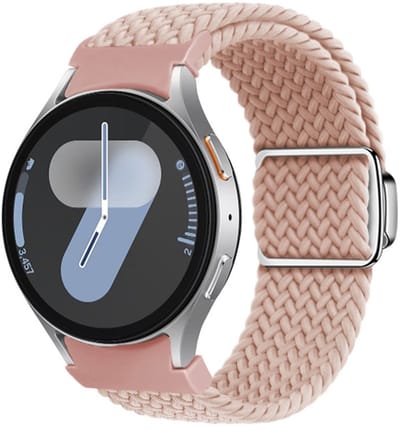 Nylon bandje - geschikt voor Samsung Galaxy Watch 7 (40 & 44mm) / Watch 6 (Classic) / Watch 5 (Pro) / Watch 4 (Classic) / Watch FE - met easy pin - roze
