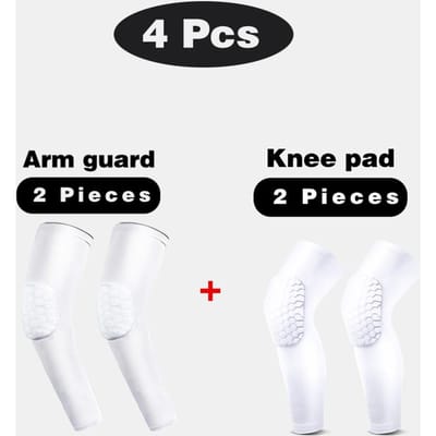 2 STUKS Basketbal Knie- en Elleboogbeschermers Protector Compressie Armmouw Brace Kniebeschermer Fitness Volleybal Gewrichtsondersteuning S