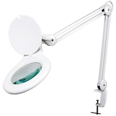 Velleman Ledloeplamp met klem, zwenkarm, aan/uit-schakelaar, 48 leds, vergroting 2.25x, voor kinderen, volwassenen, senioren, lezen, diamond painting, hobby, werken, wit
