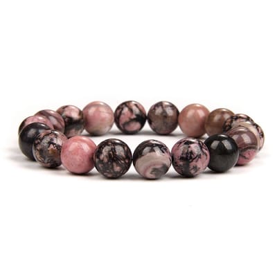 Bixorp Gems Matrix Rhodoniet Edelstenen Armband 10mm kralen - Gepolijste Edelsteen Kralenarmband - 18cm