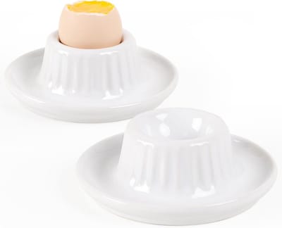 Eierdopjes Set - Eierhouders - Ontbijt Serveren - Met Opvangbord - Set van 2 - Wit