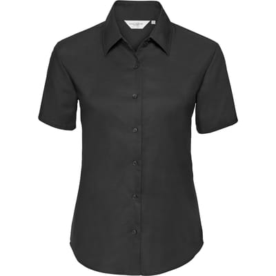 Russell Collectie Dames/Dames Korte Mouw Easy Care Oxford Shirt (Zwart)