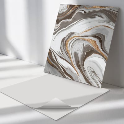 Wallfluent Vinyl Tegels - Golven van Abstracte Patronen Vinyl Vloer Tegels - 30 cm x 30 cm - Grijs PVC Tegels - Set van 9 - Vierkant PVC Tegels - Texturen Plaktegels - Zelfklevende Vinyl Tegels - Plaktegels Keuken en Badkamer