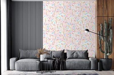Behang - Fotobehang Unicorn - Snoep - Regenboog - Breedte 225 cm x hoogte 280 cm