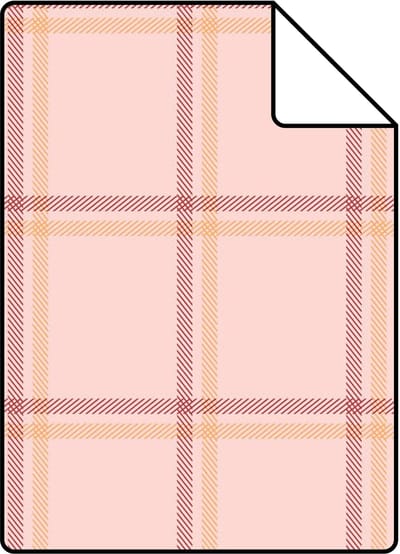 Proefstaal ESTAhome behang ruiten roze en oranje - 26.5 x 21 cm - 132167-S