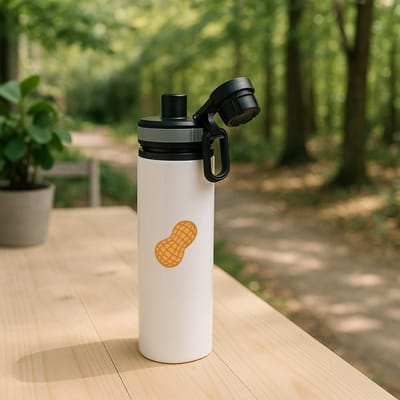 Hacebo® - Pinda's waterfles met draaidop grijs - Pinda - Liefhebbers van eten - Peulvruchten - noten - water fles - 850ML