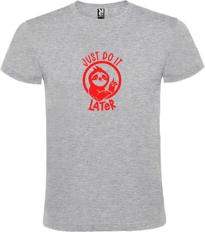 Grijs T shirt met print van " Just Do It Later " print Rood size XS