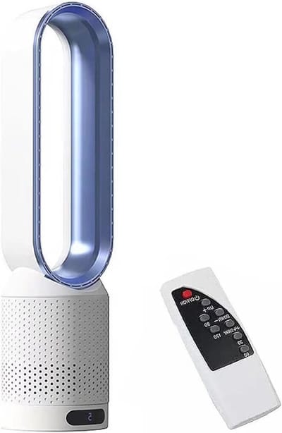 Torenventilator Luchtreiniger - Bladloze Ventilator - Frisse Lucht - 90 Graden Oscillatie - 58 cm Hoog - Wit Blauw