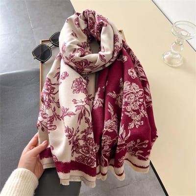 Écharpe en Cachemire Chaude et Luxueuse pour Femme Châle Épais Imprimé et Étole Couverture pour Dame Foulard Hivernal Pashmina Bandana Bufanda brown