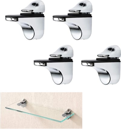 Glasklem, Glas Plankdragers, 4 stuks metalen verstelbare heldere zinklegering glazen planksteunbeugel, vismond glazen clip - klemhouder muurbevestiging voor 3 mm-20 mm dik glas en houten planken (zilver)glazen plankbeugel
