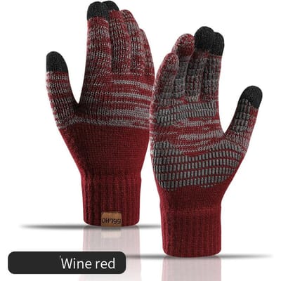 Winterhandschoenen voor Mannen Gebreid Grote Maat Warme Handschoenen Fietsen Mannelijk Kantoor Fleece Antislip Touchscreen Acryl Zachte Dikke Handschoenen gray