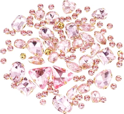 BamBella® Licht roze - Grote Naai strass Steentjes - 130 stuks - strass stenen glitters kleding versieren