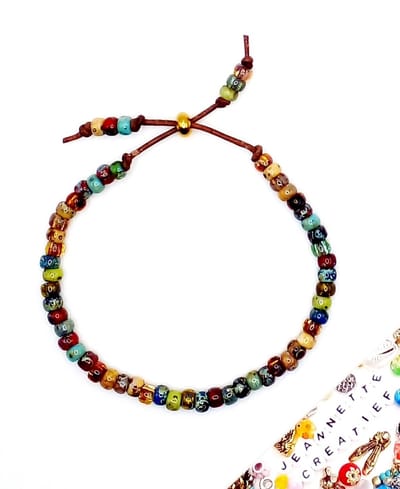 Jeannette-Creatief® - Beach - Picasso RVS Gold - Armband - Leren Armband - Schuifarmband - Kralenarmband - Miyuki Picasso Rocailles - Boho - Surfarmband - Bohemien - IBIZA - Sieraden - Miyuki Picasso Rocailles - Miyuki Armband