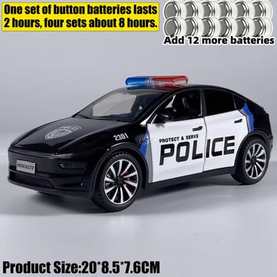 1:24 Model Y US Politie Gemodificeerde Versie Politie SUV Legering Metaal Diecast Modelauto Simulatie Voertuig Huis Trendy Ornament Cadeau