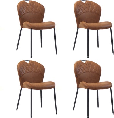 Bronx71® Stapelbare eetkamerstoel Fay eco-leer cognac - Eetkamerstoelen set van 4 - stoel