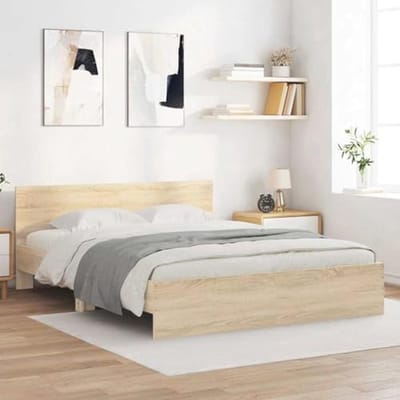 Houten Bedframe met Hoofdeinde Sonoma Eiken 140x190cm - Dubbel Bed voor Slaapkamer