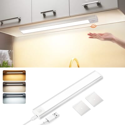 NETTLIFE LED Kastverlichting - 30cm - met bewegingssensor - Zilver - USB-oplaadbaar - 3000-6500K Dimbaar - Kastverlichting op Batterij 1500 mAh - Draadloos - ideaal voor kast | gang | garderobe