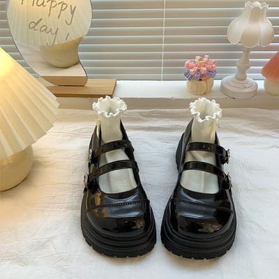 Jk College Kleine Leren Schoenen Dames Britse Stijl Hoge Hakken Dikke Zolen Zwart Retro Frans Niche Lief Cool Mary Jane Schoenen Zomer 37 white