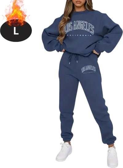 Nivard Joggingpak - Huispak - Volwassenen - Trainingspak - Comfortabel - Joggingsbroek - Tracksuit - Dames - Winter - Marineblauw - L