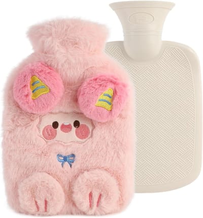 Warmwaterkruik 800 ml voor kinderen en volwassenen - Pluche hoes, verwarmbaar - Ideaal voor Kerstmis
