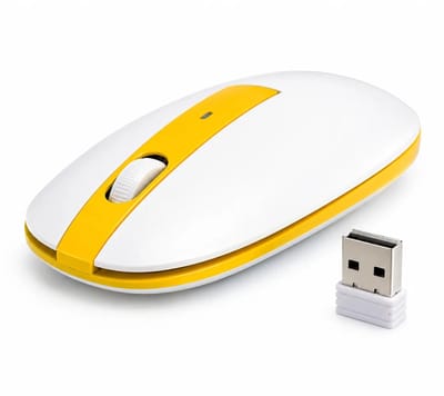 Draadloze Optische Muis – 2.4GHz Wireless Office Muis – 1600 DPI – USB Nano Ontvanger – Lichtgewicht – Voor Laptop & PC – geel