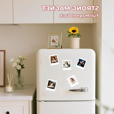 Set van 5 Magnetische Fotolijsten voor Instax Square Foto's - Ideaal voor Koelkast en Muurdecoratie - 3x3.5 Inch Fotolijsten in Wit
