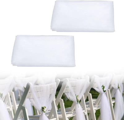 Organza Tulle Rol 48 x 10 m - Transparant Decoratief Stof voor Bruiloften, Feestjes en Creatieve Projecten, Set van 2