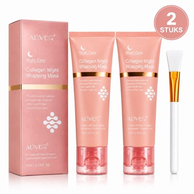 Bio-Collagen Wrapping Masker – Korean Beauty Gezichtsmasker – Collageen & Hyaluronzuur – Hydraterend Night Mask - Glow look – 2 Stuks