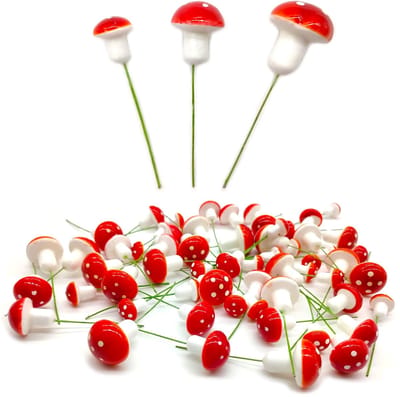 Dailygoods- Paddenstoel Decoratie 60 Stuks - Miniatuur Tuin Paddenstoelen - Schuim - Bloempot Decoratie - DIY Plant Statue - Heldere Kleuren - Tuindecoratie